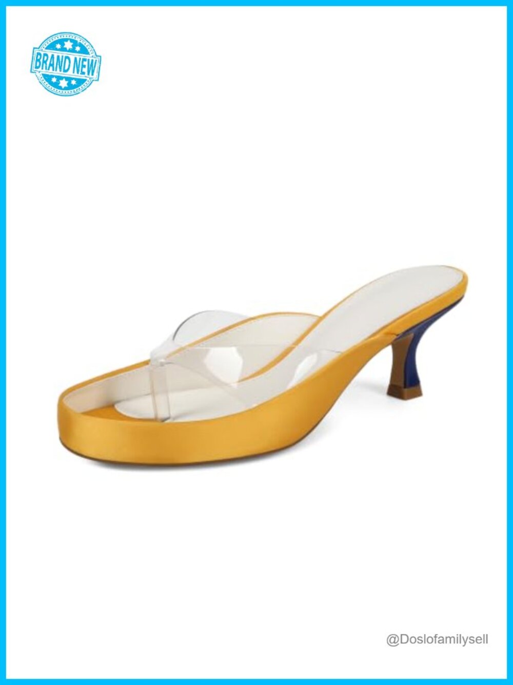 Women's Clear Jelly Kitten Heel Thong Sandals Open Toe Flip Flops